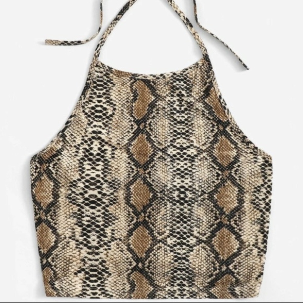 Halter Neck Snake Skin Tie Top with Open Back 🔥🔥🔥LIKE NEW